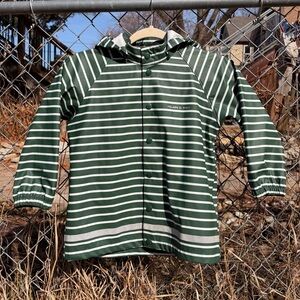 Polarn O. Pyret Forest Green Striped Raincoat